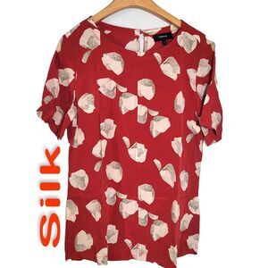 Women's 100% Silk Size S Short Sleeve Top Shirt SCK301
